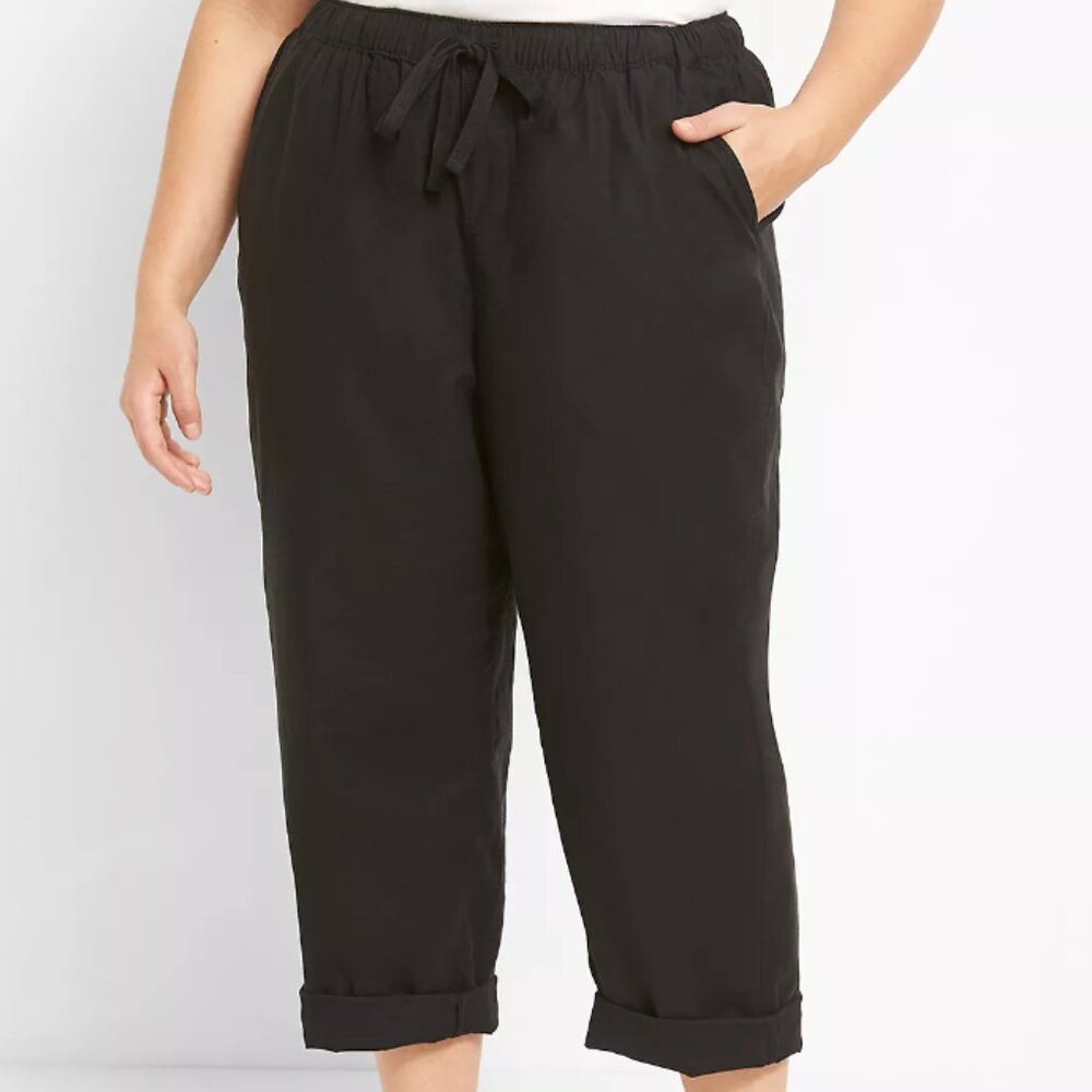 Lane Bryant Soft Slub Boyfriend Capri in Black NWT